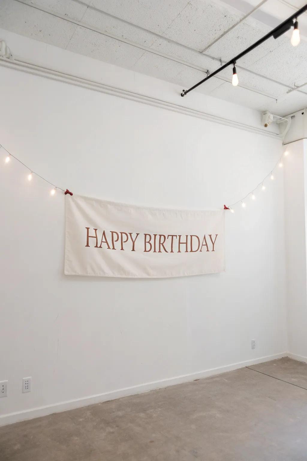 A minimalist banner subtly enhances the celebratory mood.