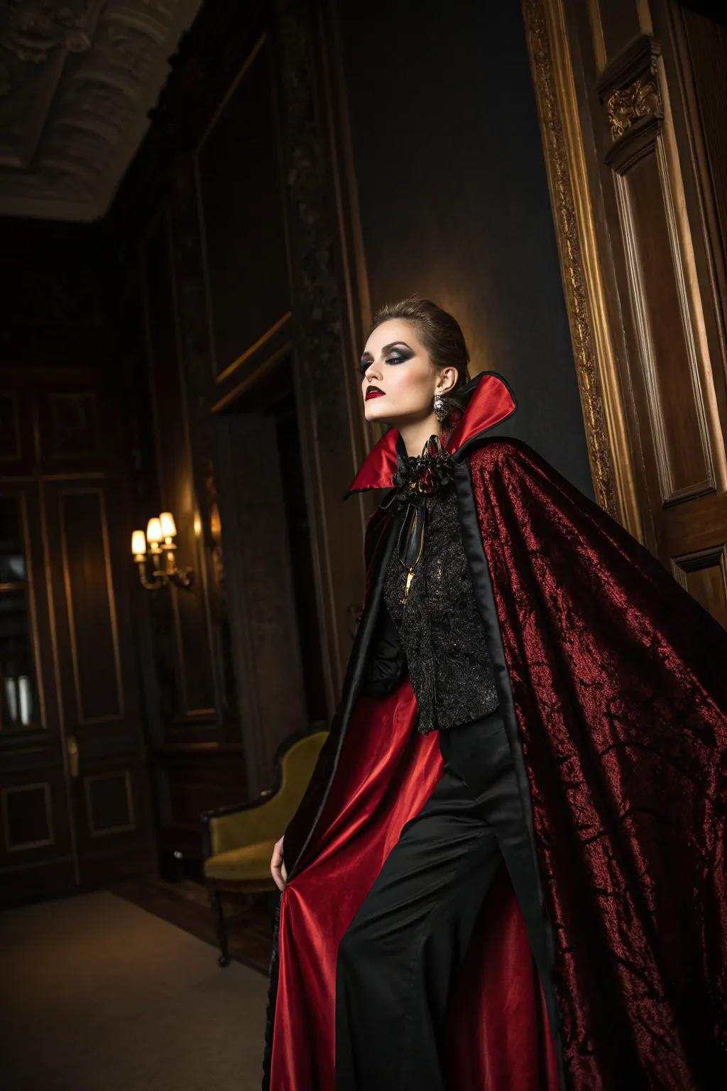 A couture vampire appearance with lavish details.