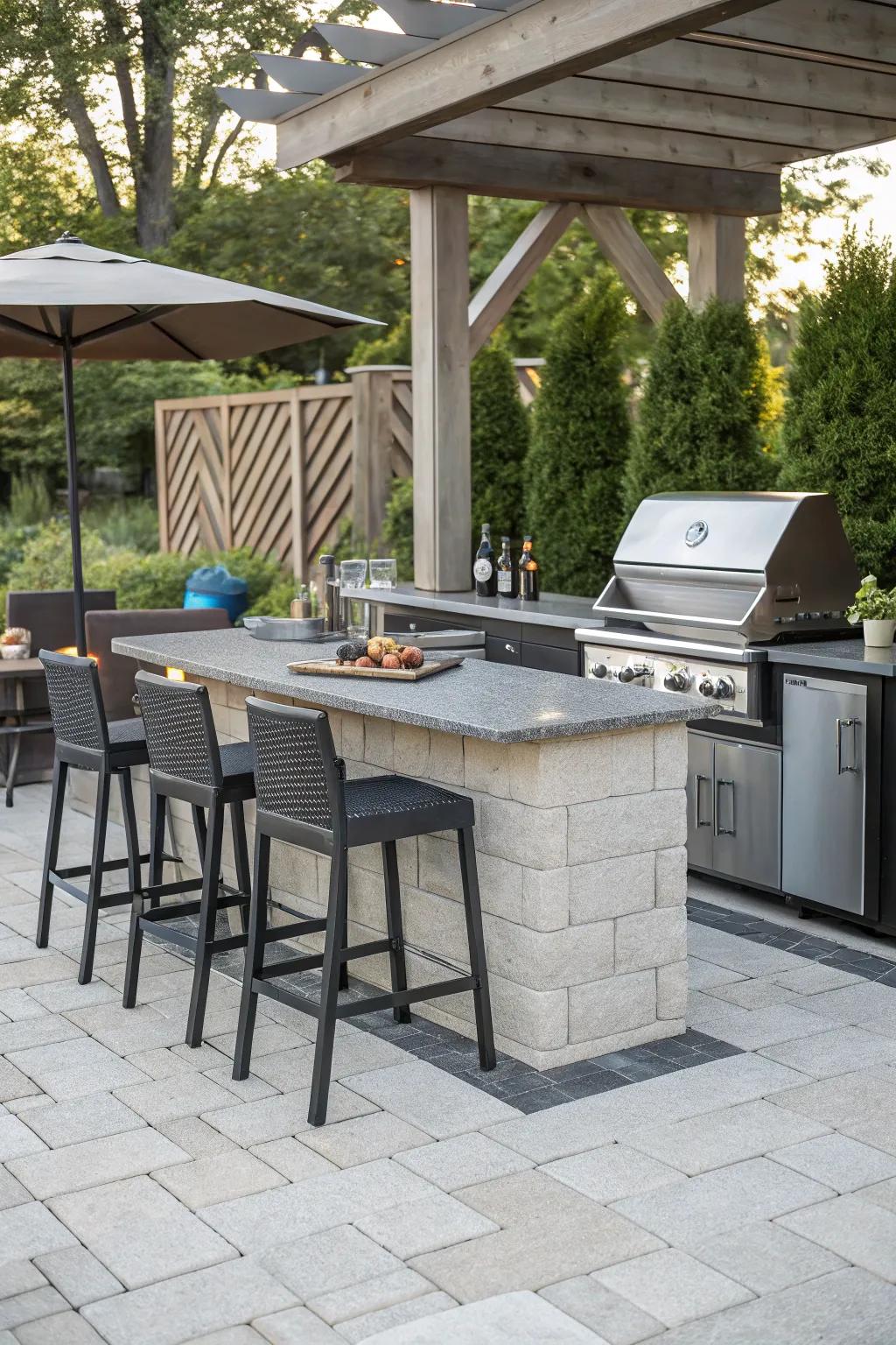 Bar stools transform your BBQ setup into a social center.