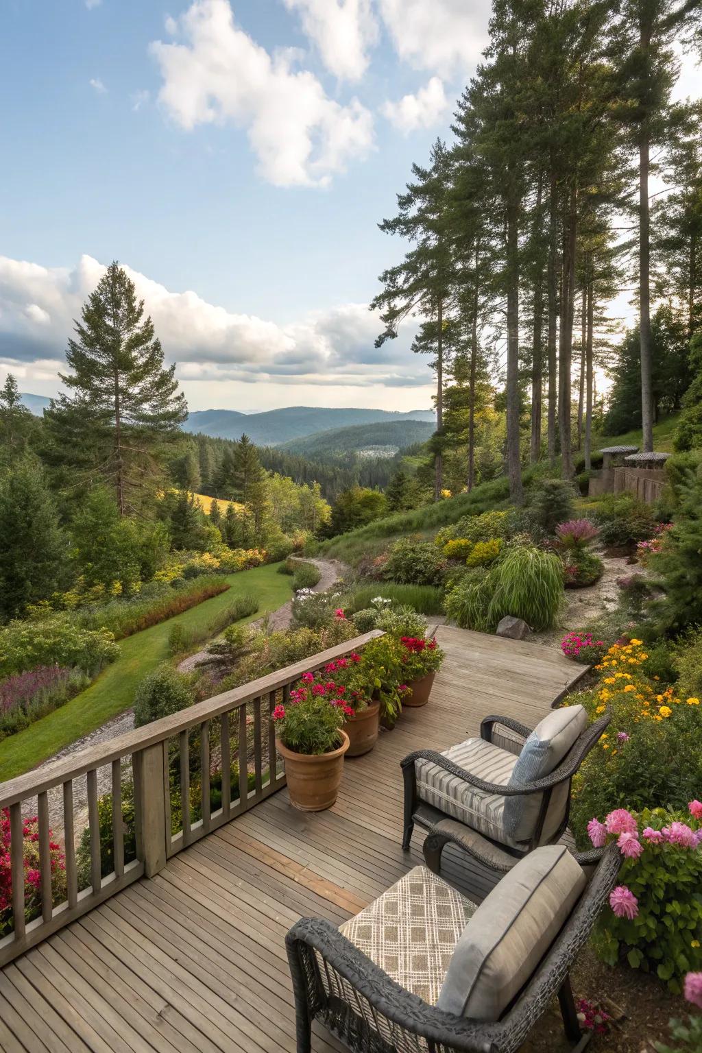 A deck design that integrates easily with its natural environment.