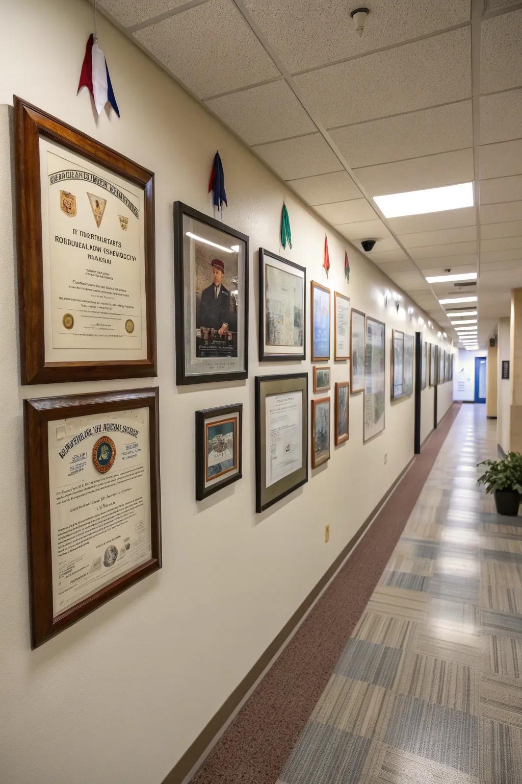 Showcase your accomplishments with a gallery wall that narrates your unique story.