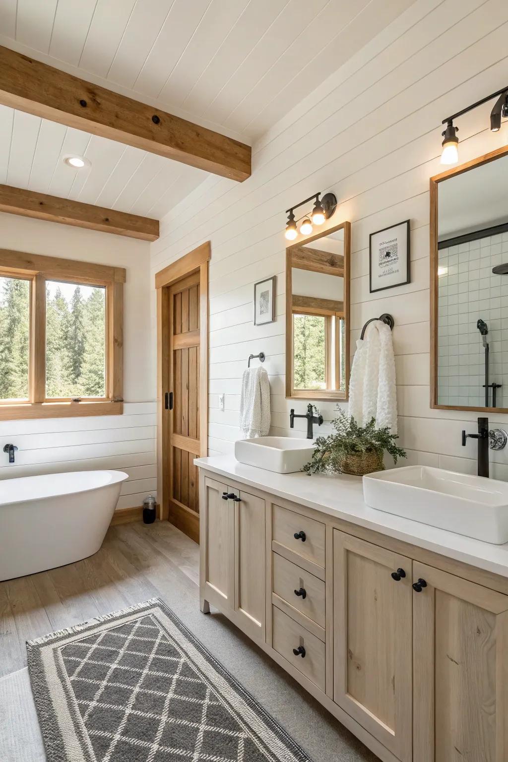 Streamlined design and simple fixtures emphasize this bathroom's elegance.
