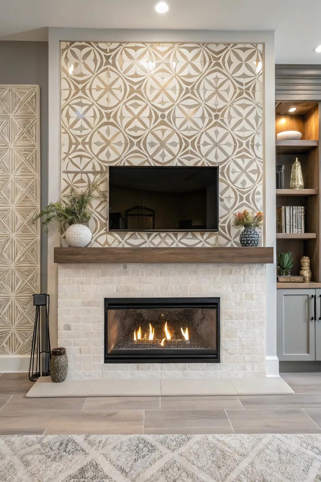 Symmetric designs infuse a modern flair into your fireplace.