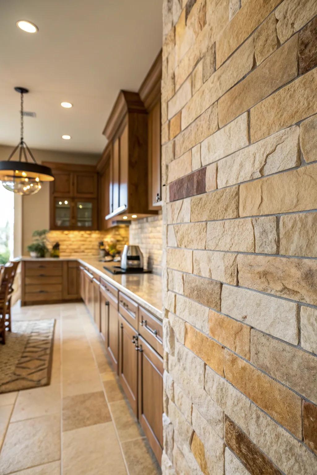 Natural stone tiles bring earthy elegance to your kitchen.