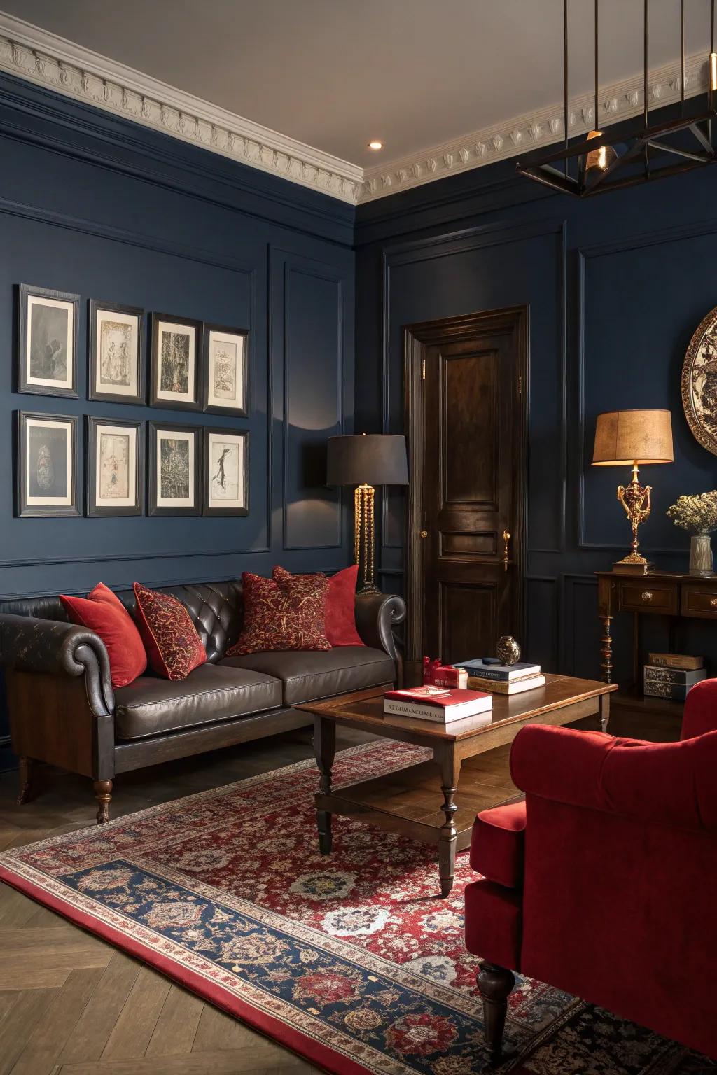 A deep color spectrum lays the groundwork for a sophisticated speakeasy sensation.