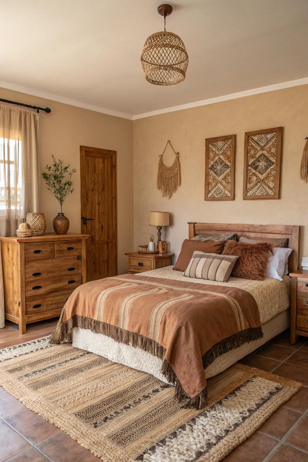 A grounded color scheme establishes a peaceful and balanced area.