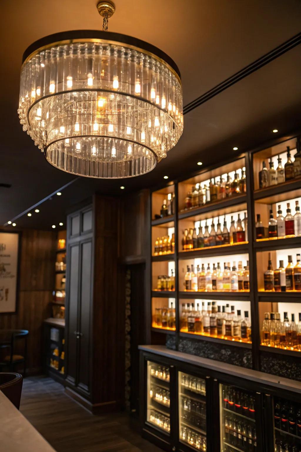 Thoughtful lighting improves the atmosphere and showcases your whiskey collection.