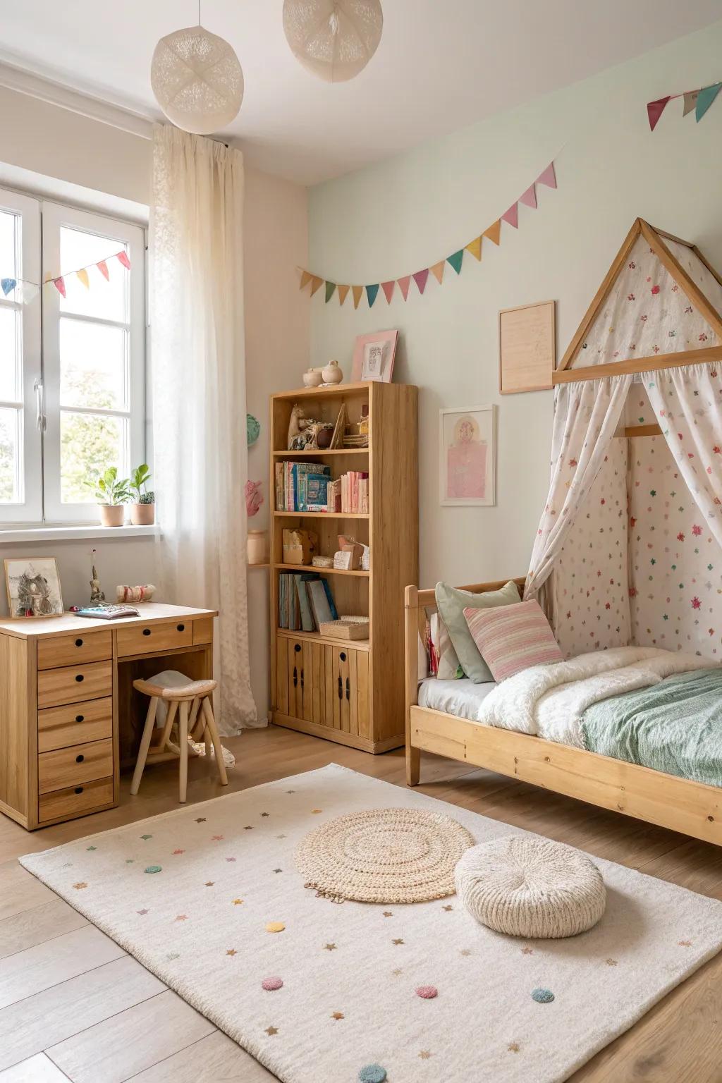 Natural elements foster a peaceful and welcoming atmosphere.