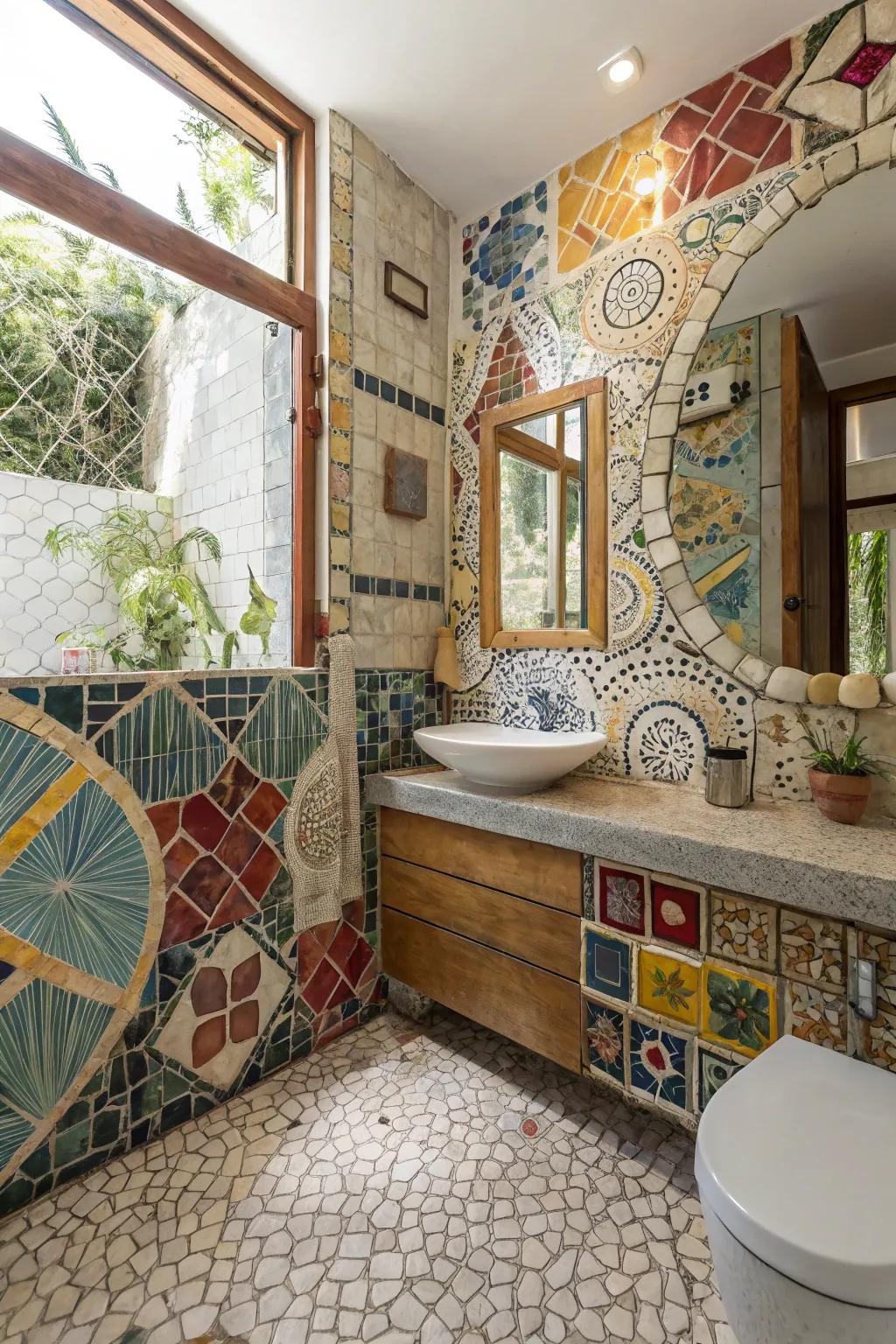 Show your creativity with a creative combination of mosaic tiles.