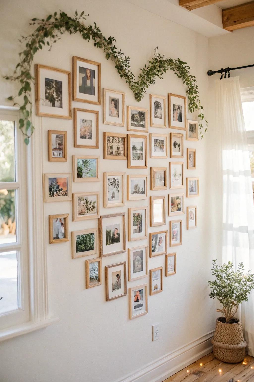 Create a heartwarming tribute with a minimalist heart-shaped photo collage.