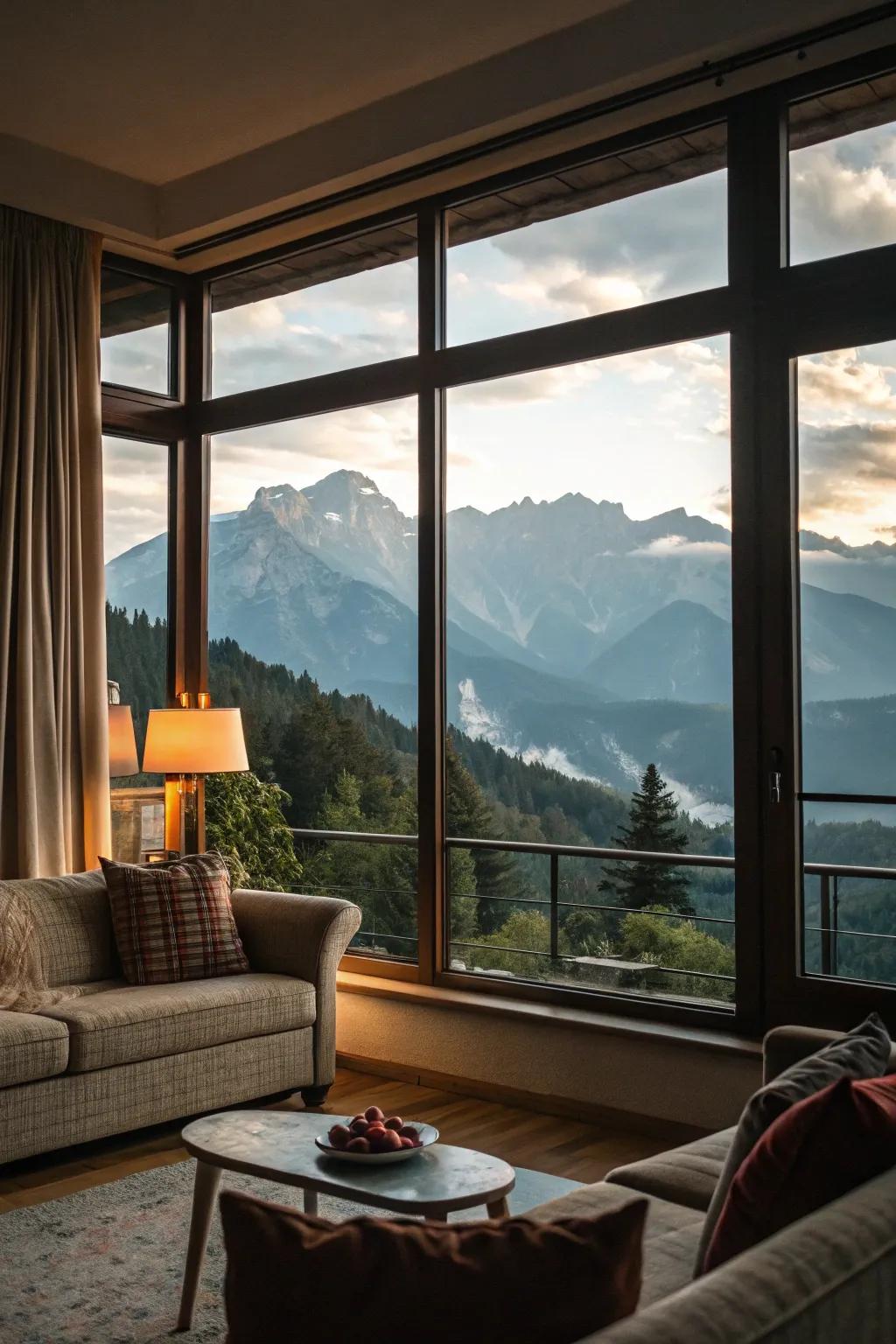 Expansive windows blur the lines between indoors and nature.