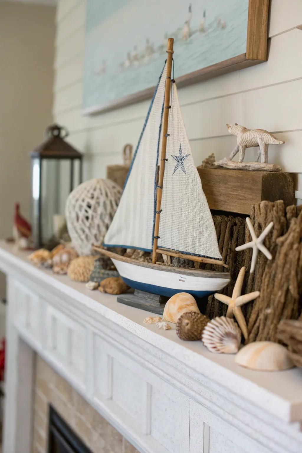 A sailboat model adds an authentic nautical touch to your space.