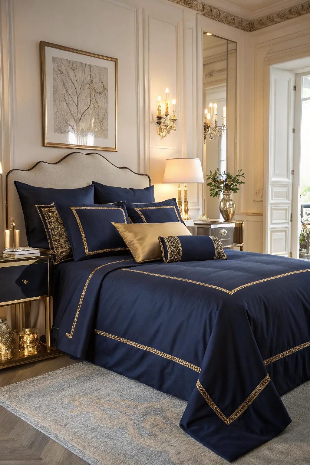 Elevate your bedding with gold details for a hint of charm.