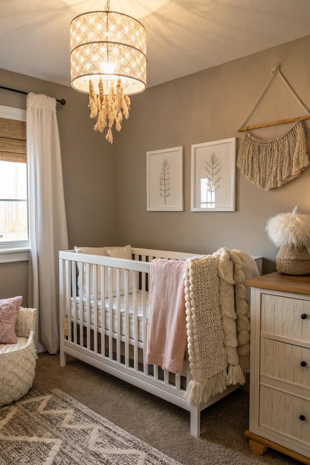 A harmonious nursery showcasing mushroom tint shades.