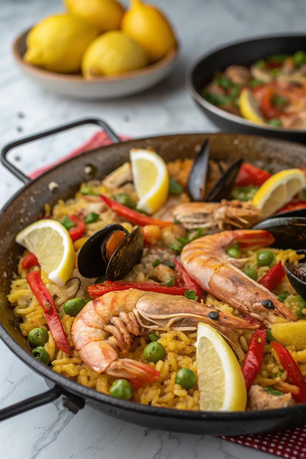 A colorful Mediterranean Seafood Medley, ideal for a festive New Year's celebration.
