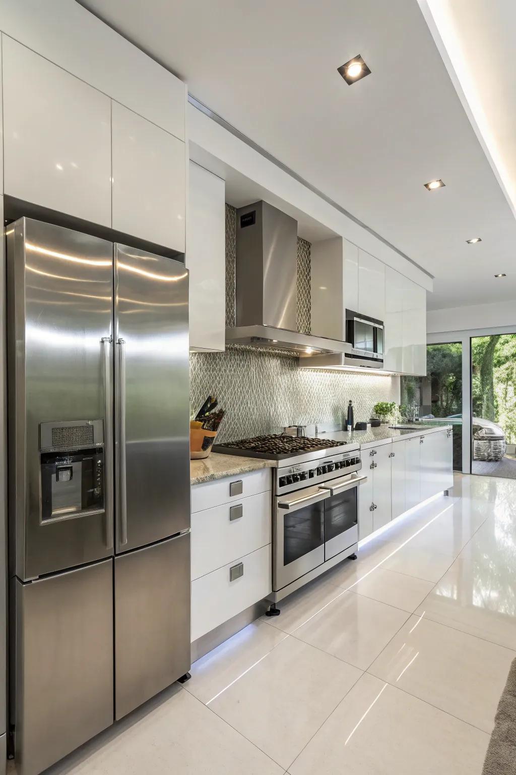 Stainless steel backsplashes add an elegant, contemporary element to any kitchen.