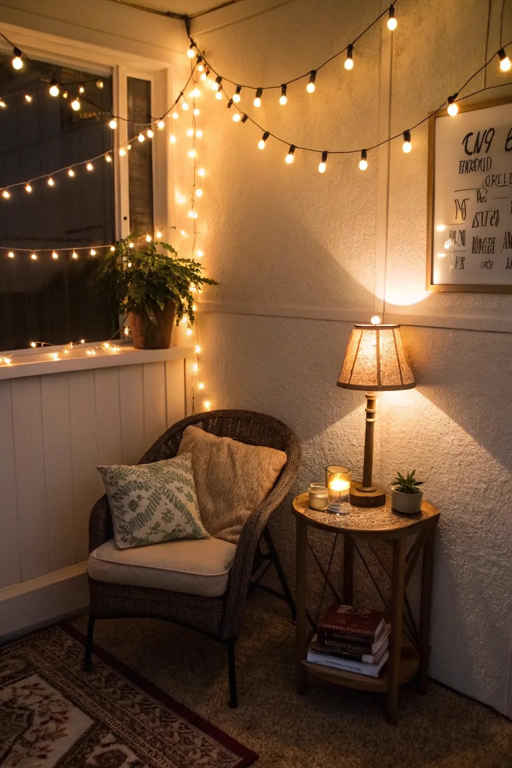 A nook bathed in soft, inviting light, creating the perfect ambiance for relaxation.