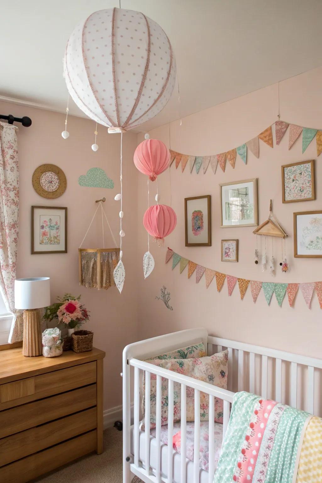 Personalized DIY decor adds coziness and uniqueness to the nursery.