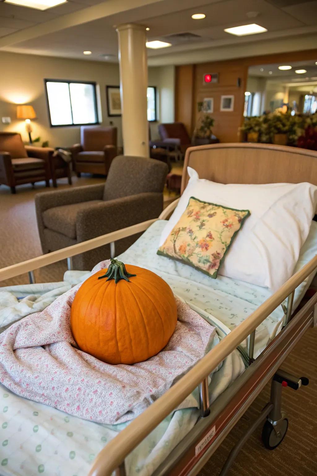 The nursing home is made funnier by a pumpkin patient.