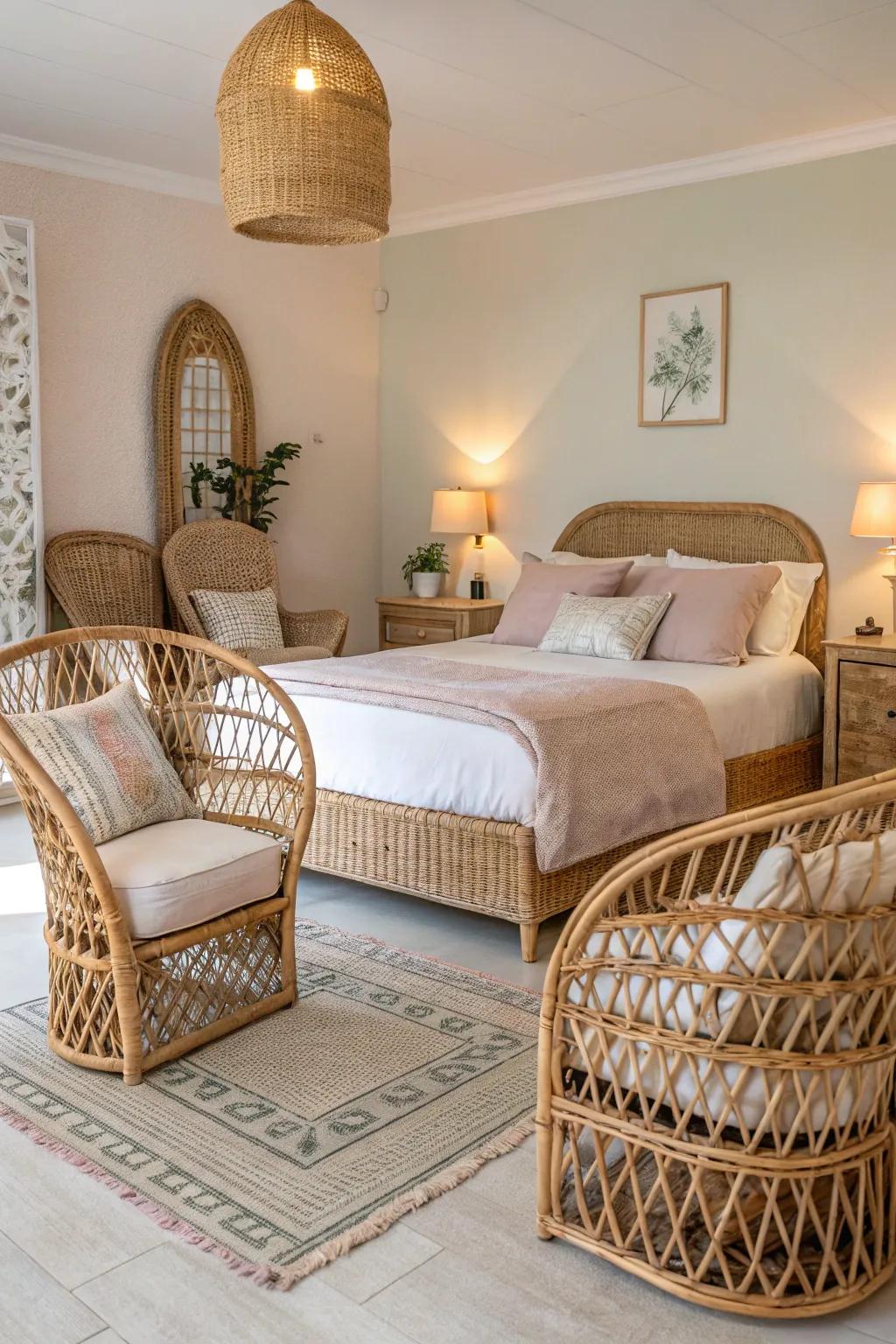 Rattan and wicker elements provide a natural touch that enhances your ocean-inspired space.