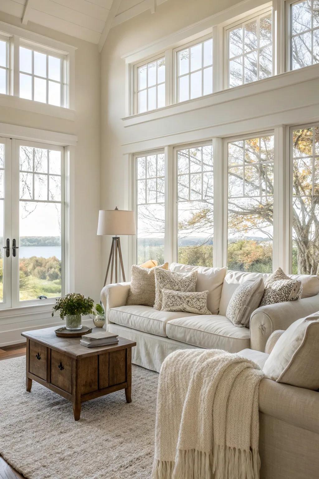 Natural illumination emphasizes the beauty of an off-white palette.