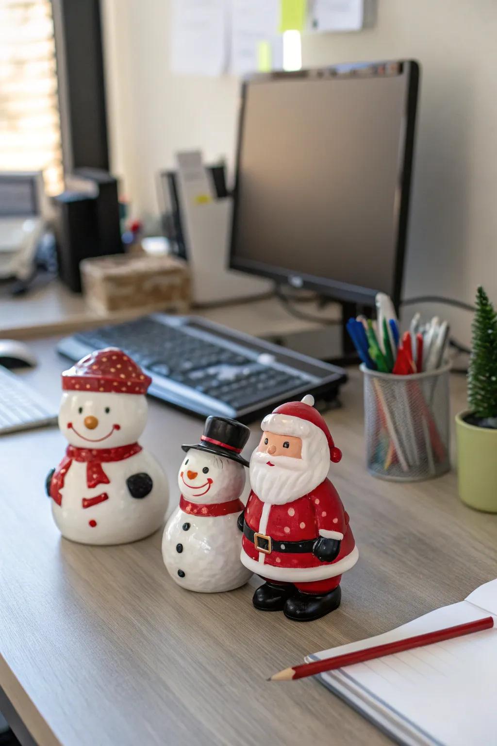 Charming statuettes bring a playful vibe to your work environment.