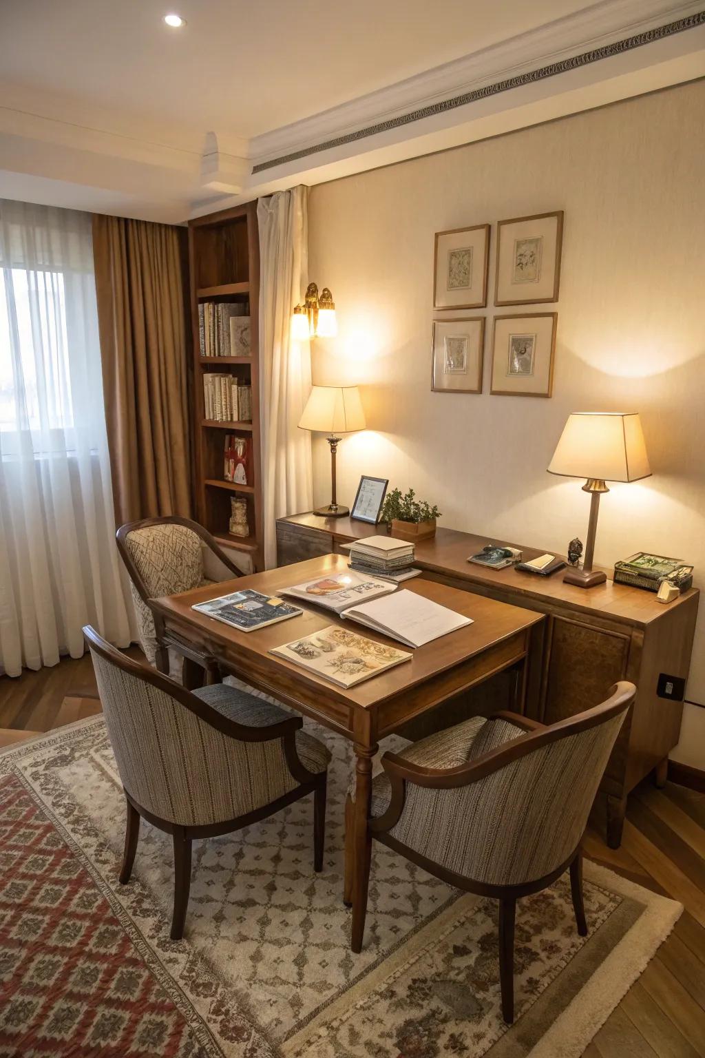 Combine work and leisure in a space that serves multiple purposes.