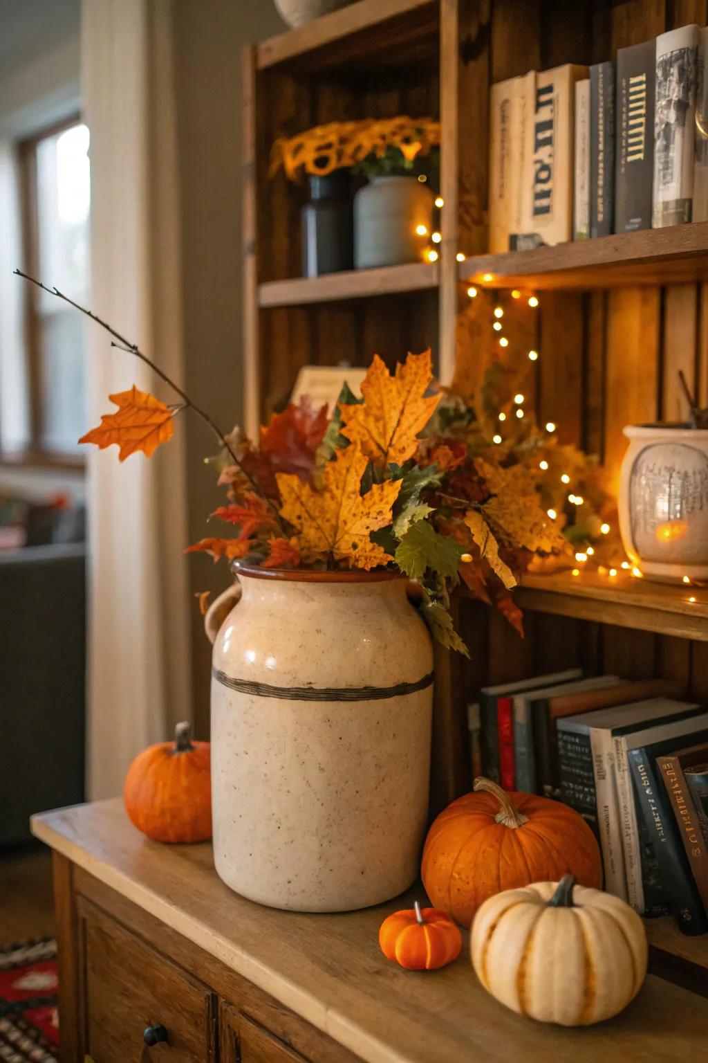 Seasonal décor in a jug gives your home a festive feel.