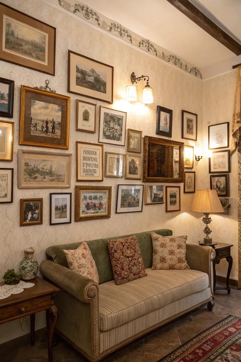 A feature wall shares a narrative and adds personal charm.