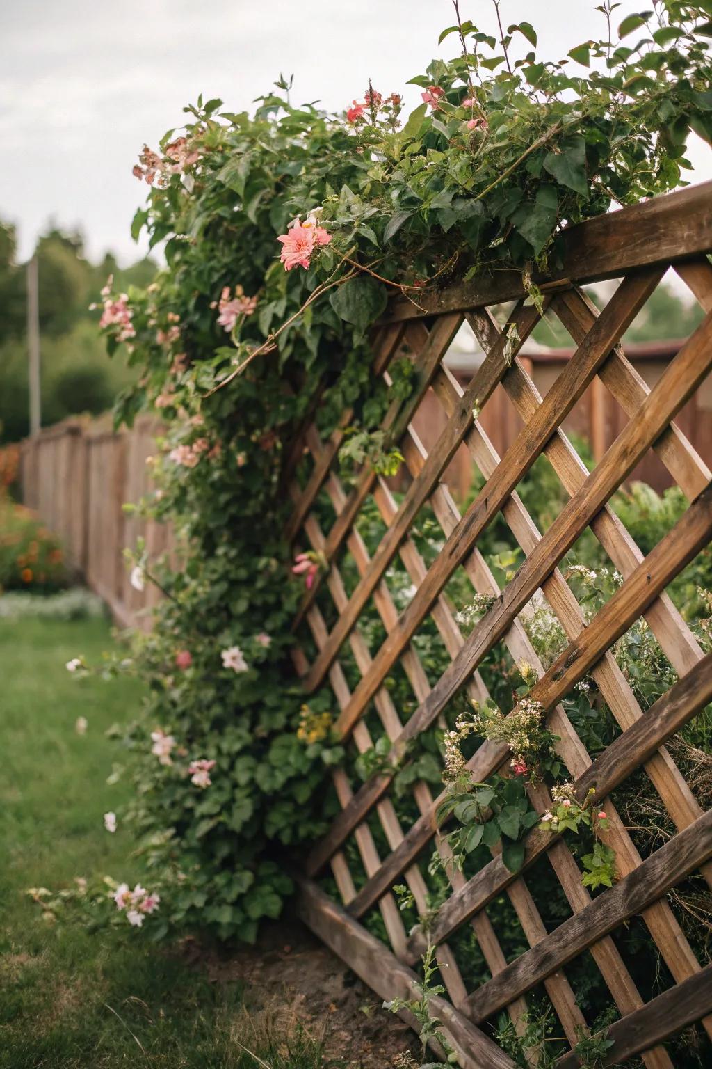 Lattice sections provide both beauty and practicality for outdoor areas.