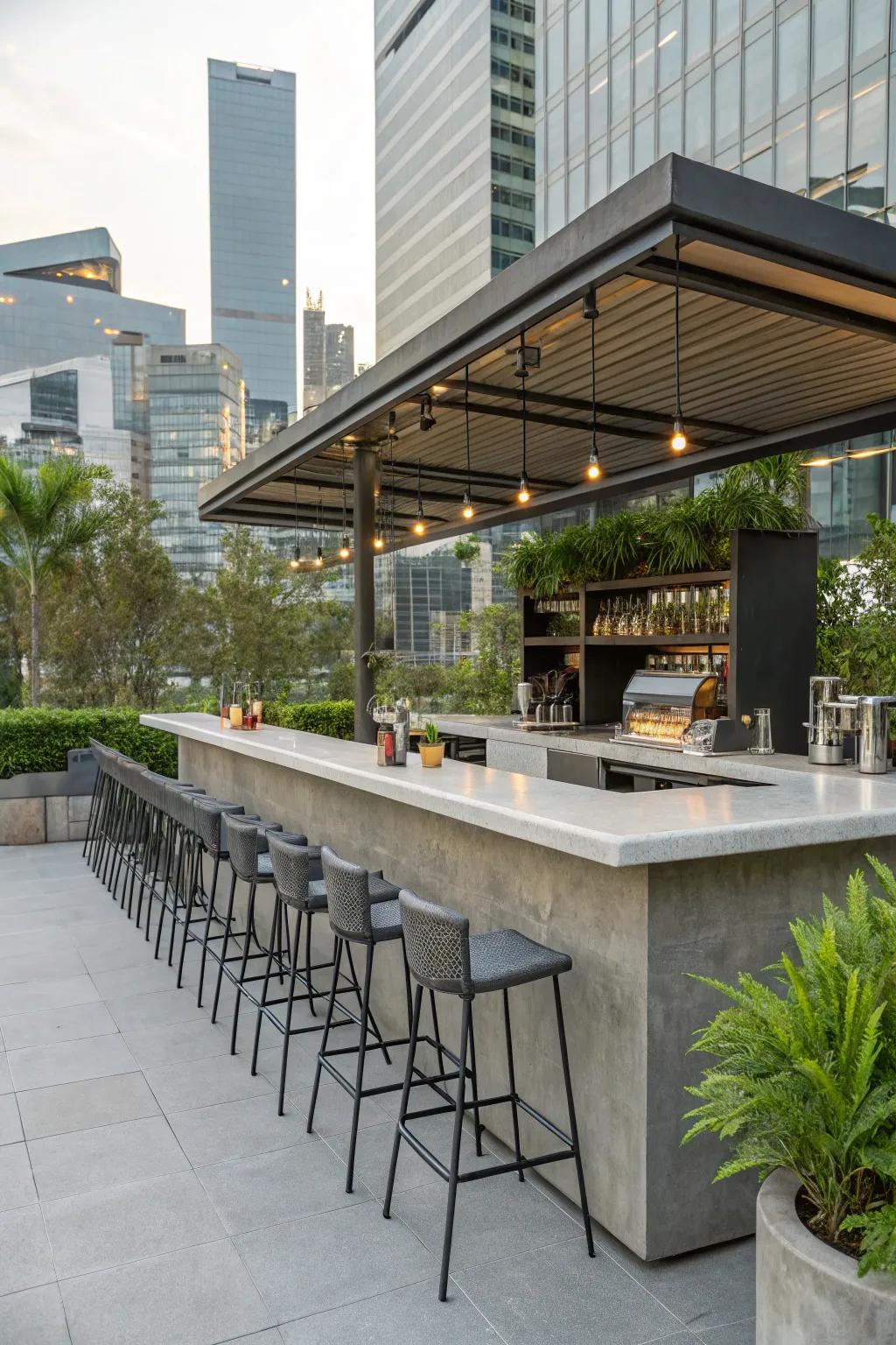 Modern design complements outdoor living with refined materials.