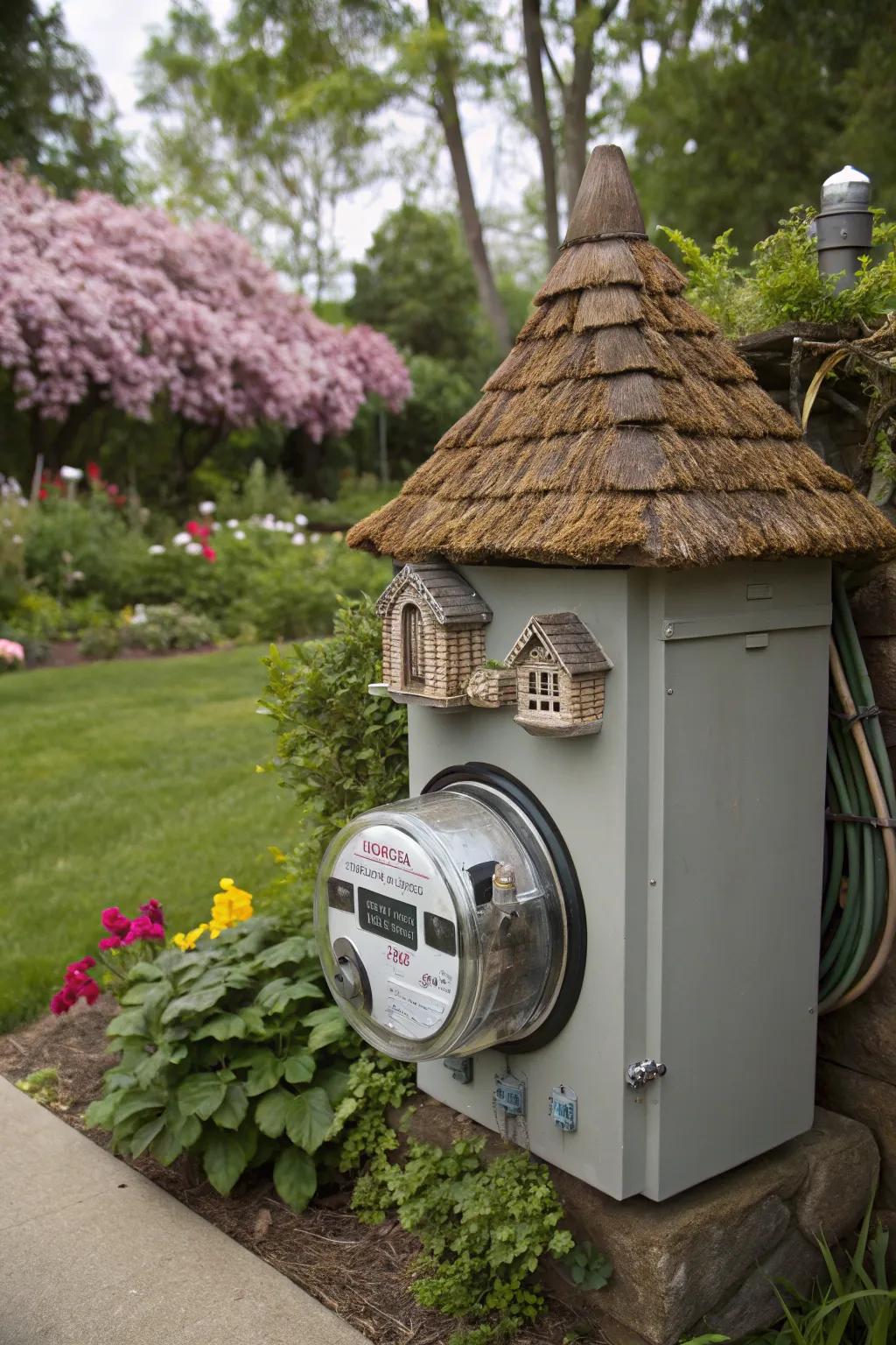 A scaled-down abode layout transforms your meter into an endearing centerpiece.