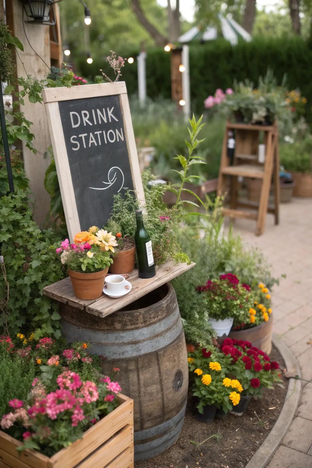 Writing board signs add an individualized touch to your drink station.