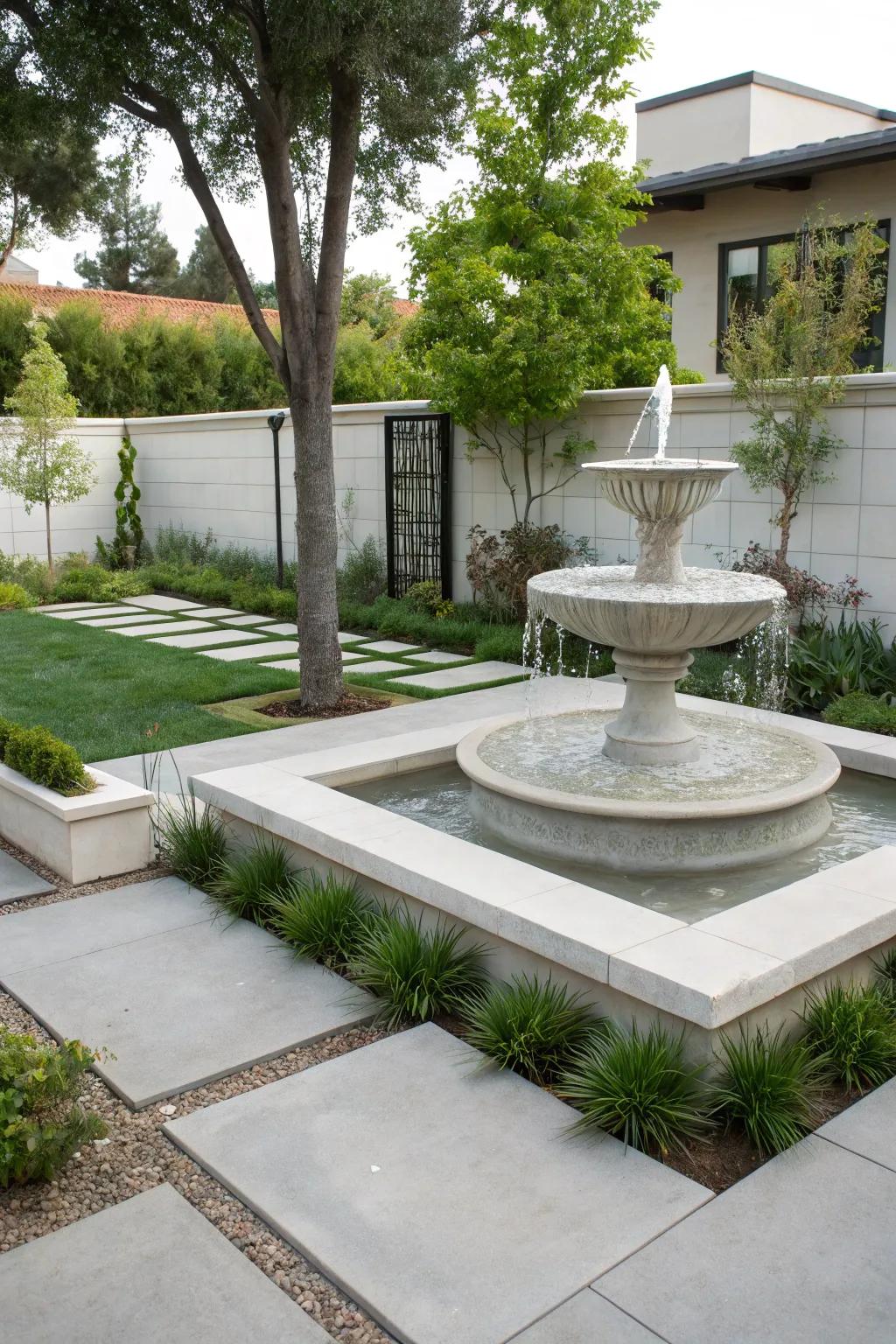 A modern water feature with minimalist elegance.