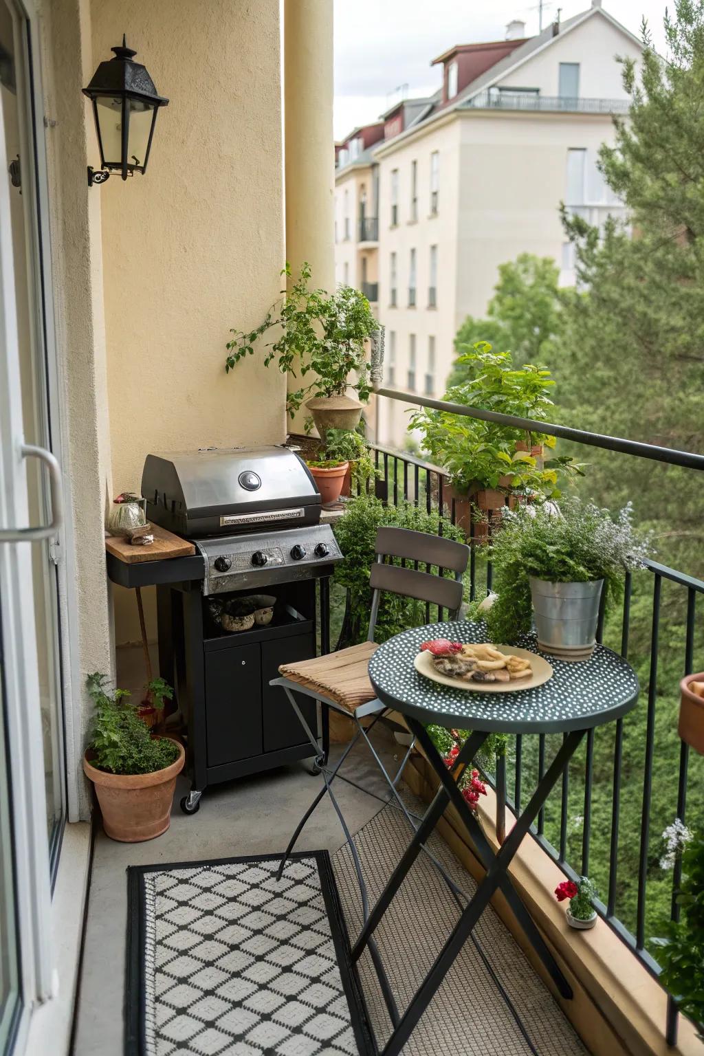 A small balcony grill setup perfect for urban living.