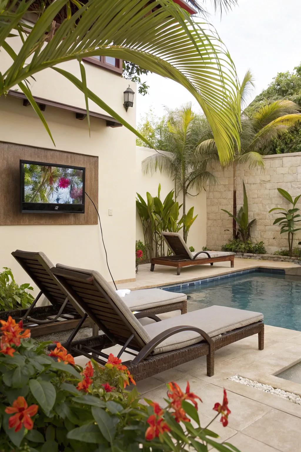 Poolside TV viewing adds a hint of luxury to your outdoor space.