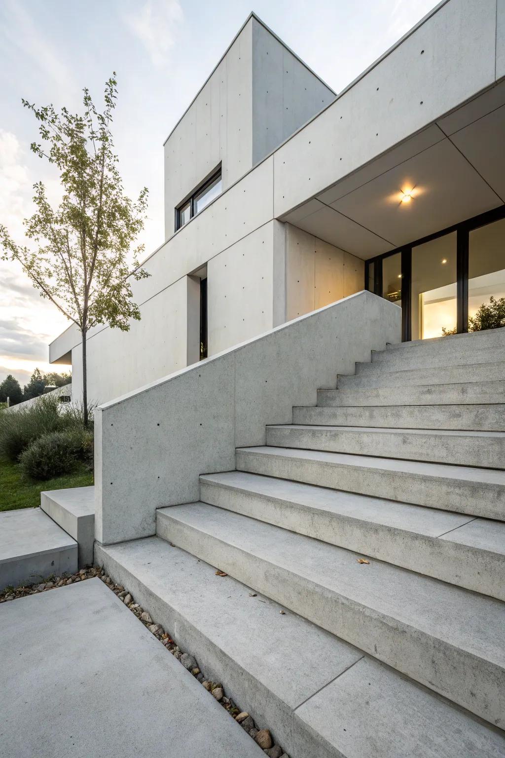 Elegant and contemporary cement steps designed for a minimalist look.