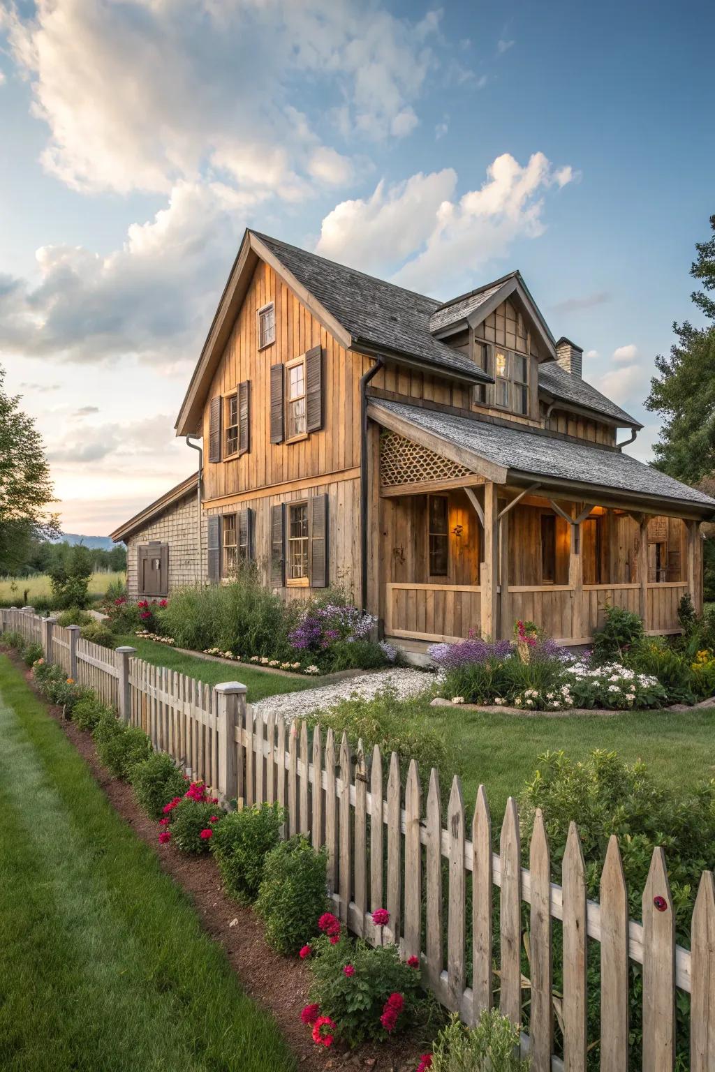 Country-style home featuring country plank awnings.