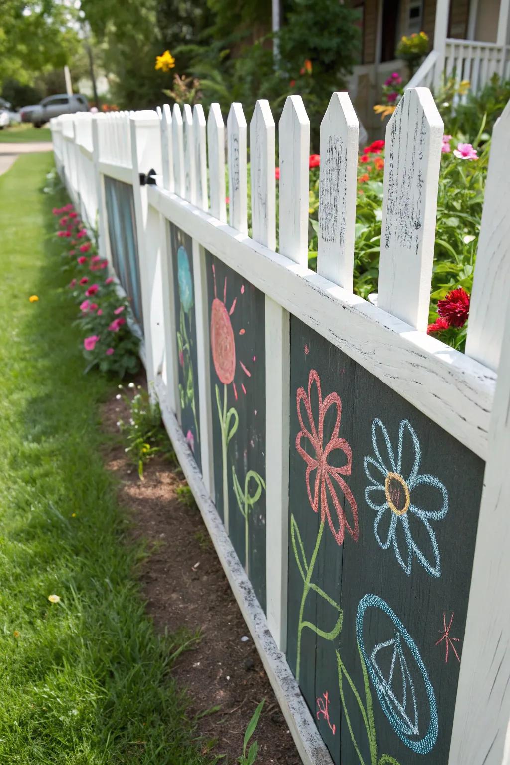 A playful blackboard picket fence offering endless creative opportunities.