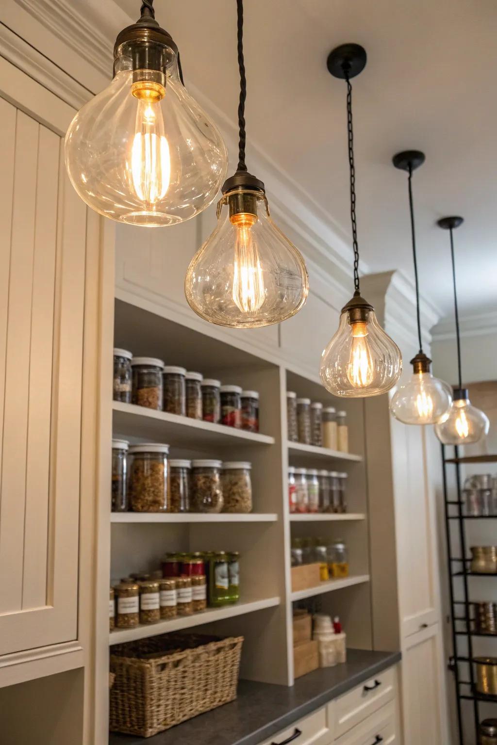 Hanging lights introduce charm and flair.