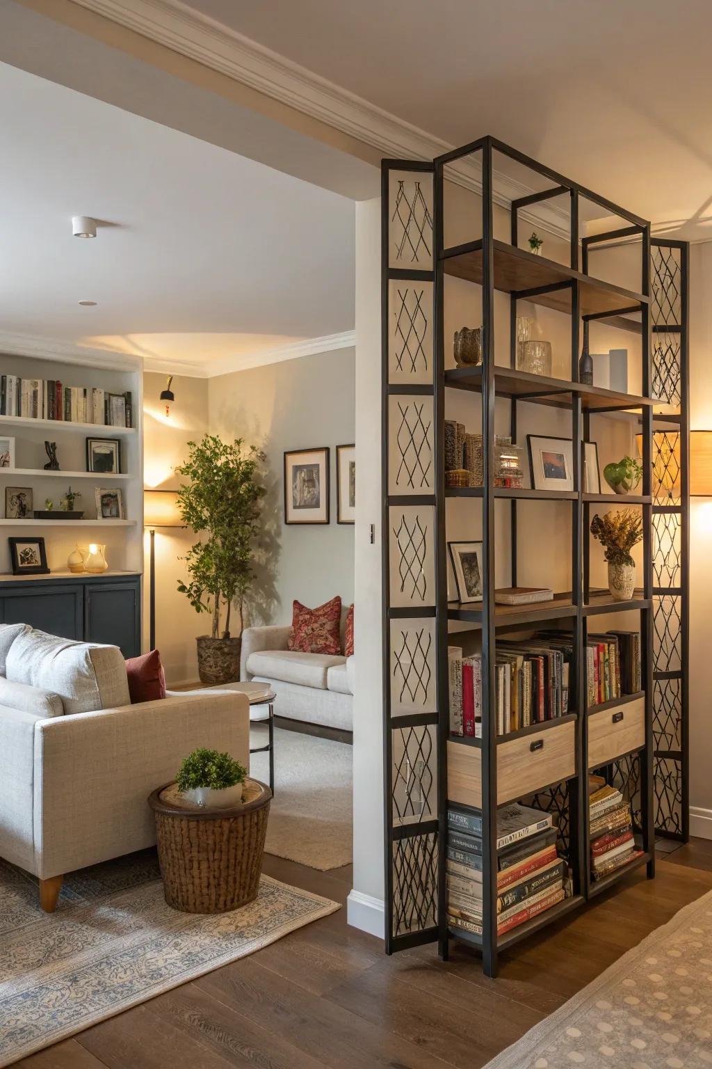 Multipurpose dividers ingeniously combine storage and design.