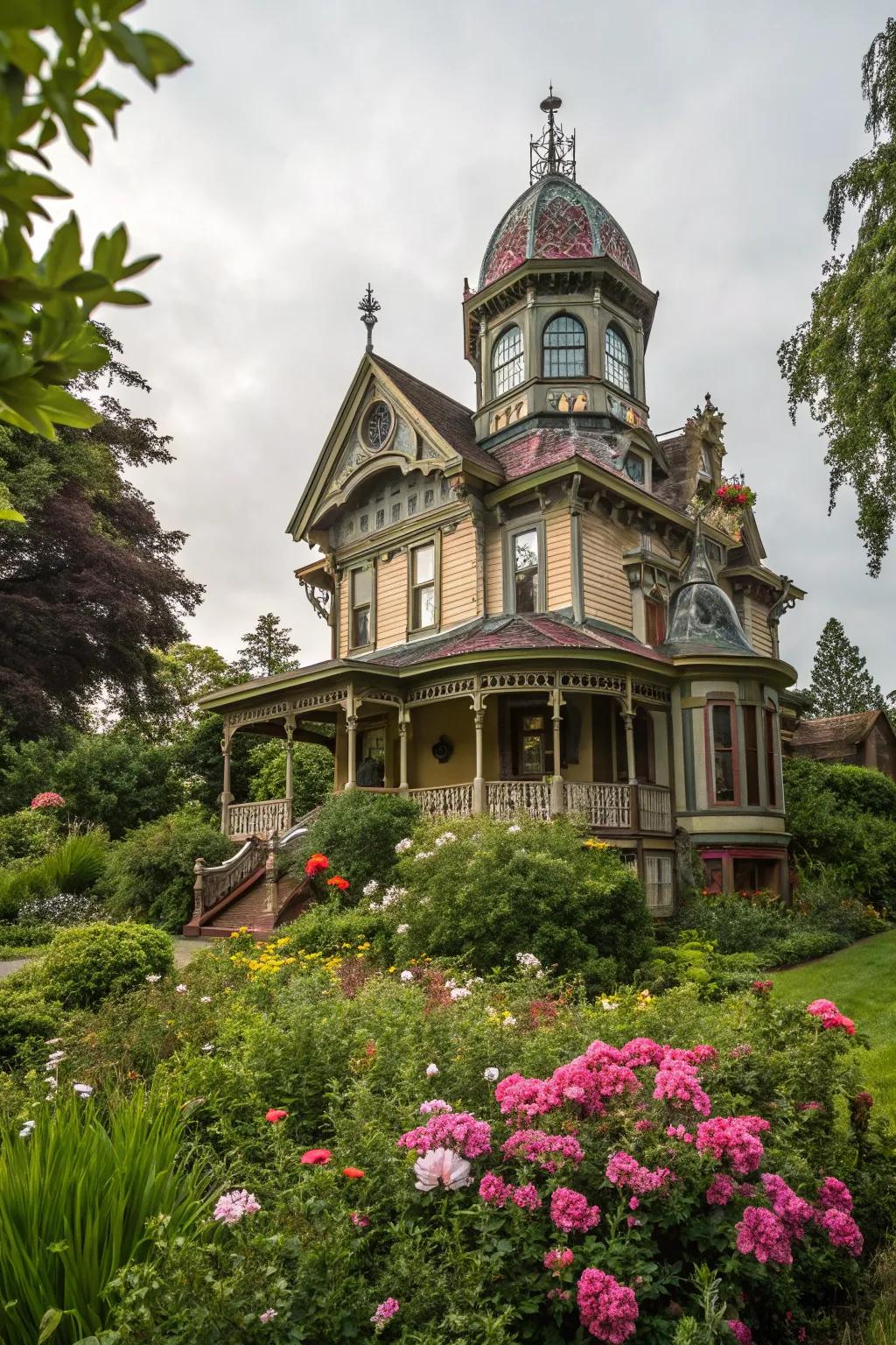 A Victorian home with an ornate cupola, adding a touch of elegance.
