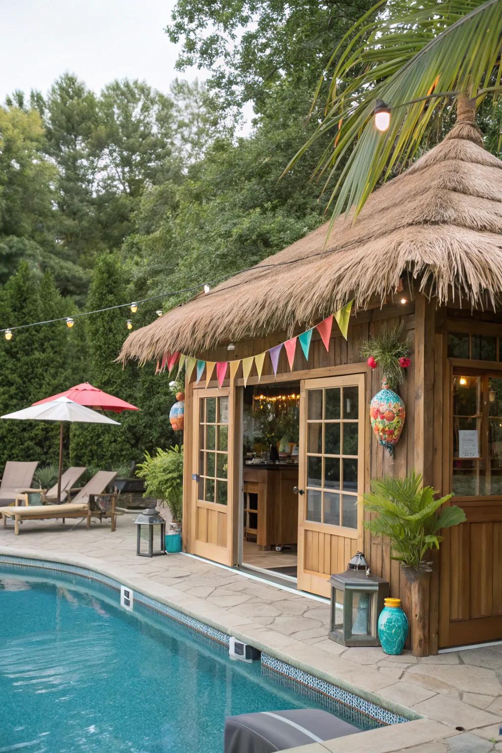 A tiki-style bar fills your pool space with tropical ambiance.