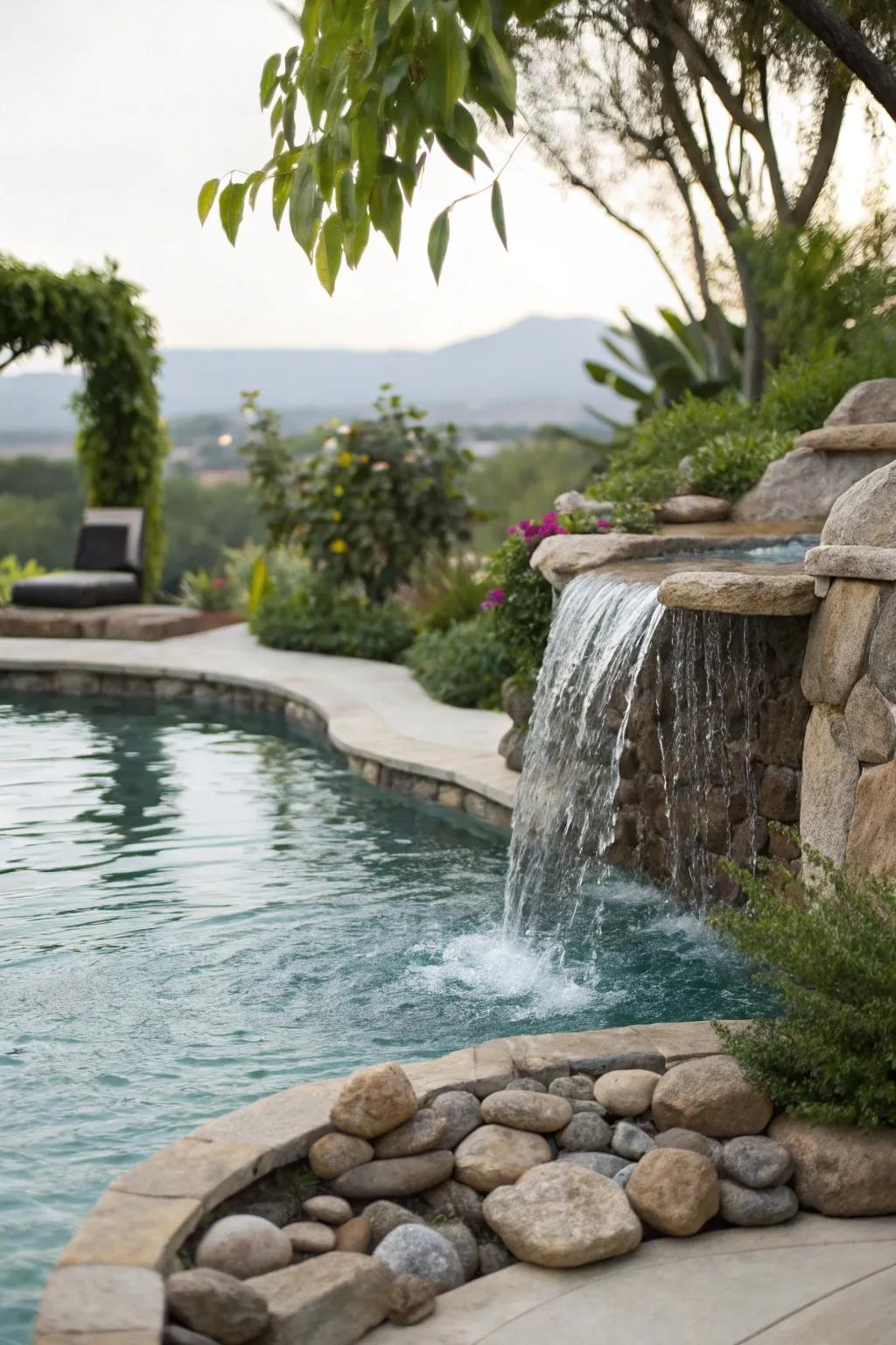 Water features give your pool area an elegant, calming touch.