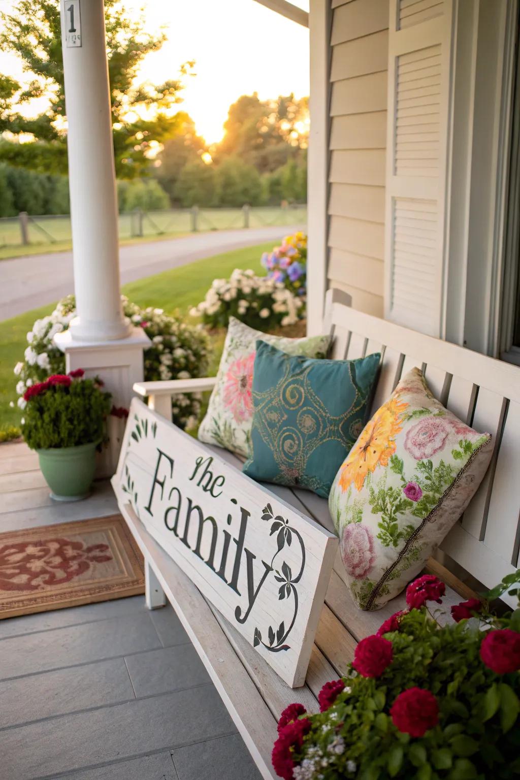 A personalized sign making your porch feel exclusively yours.
