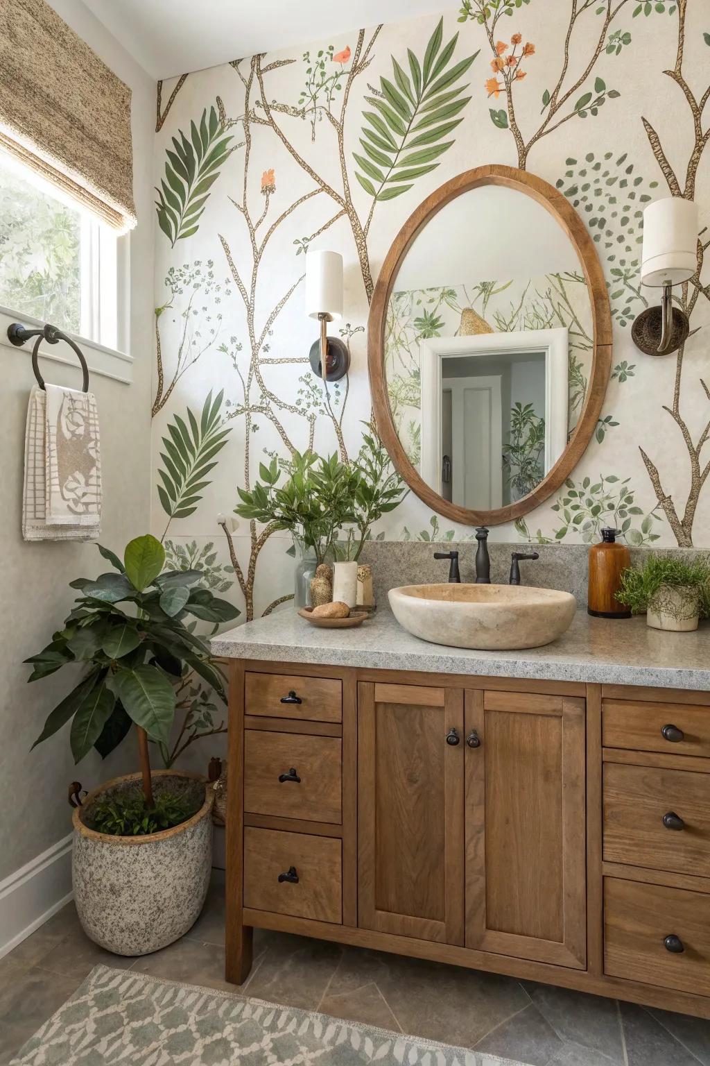 Naturalistic themes bring peace and timelessness to your guest bathroom.