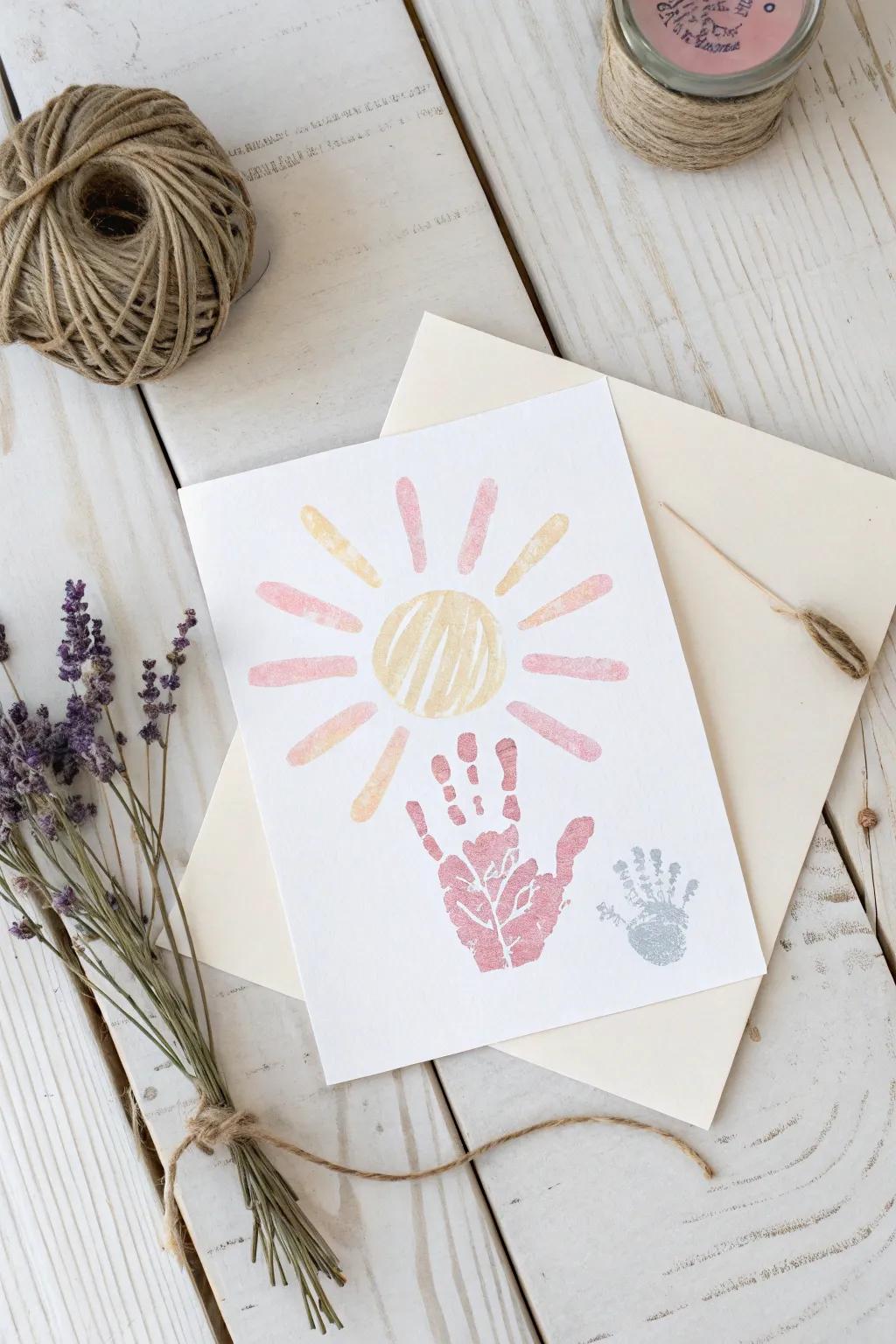 Brighten Mom's Day with a Sunny Hand Print Card - Simple, Sweet, and Full of Love!