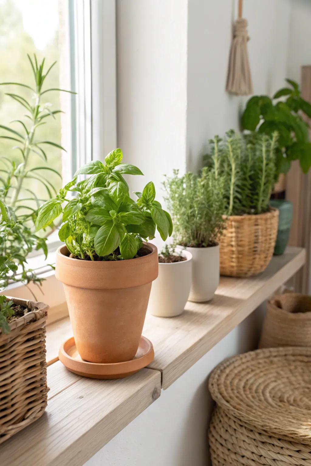 Fresh herbs at your convenience: the ideal fusion of aesthetics and practicality for your cooking space.