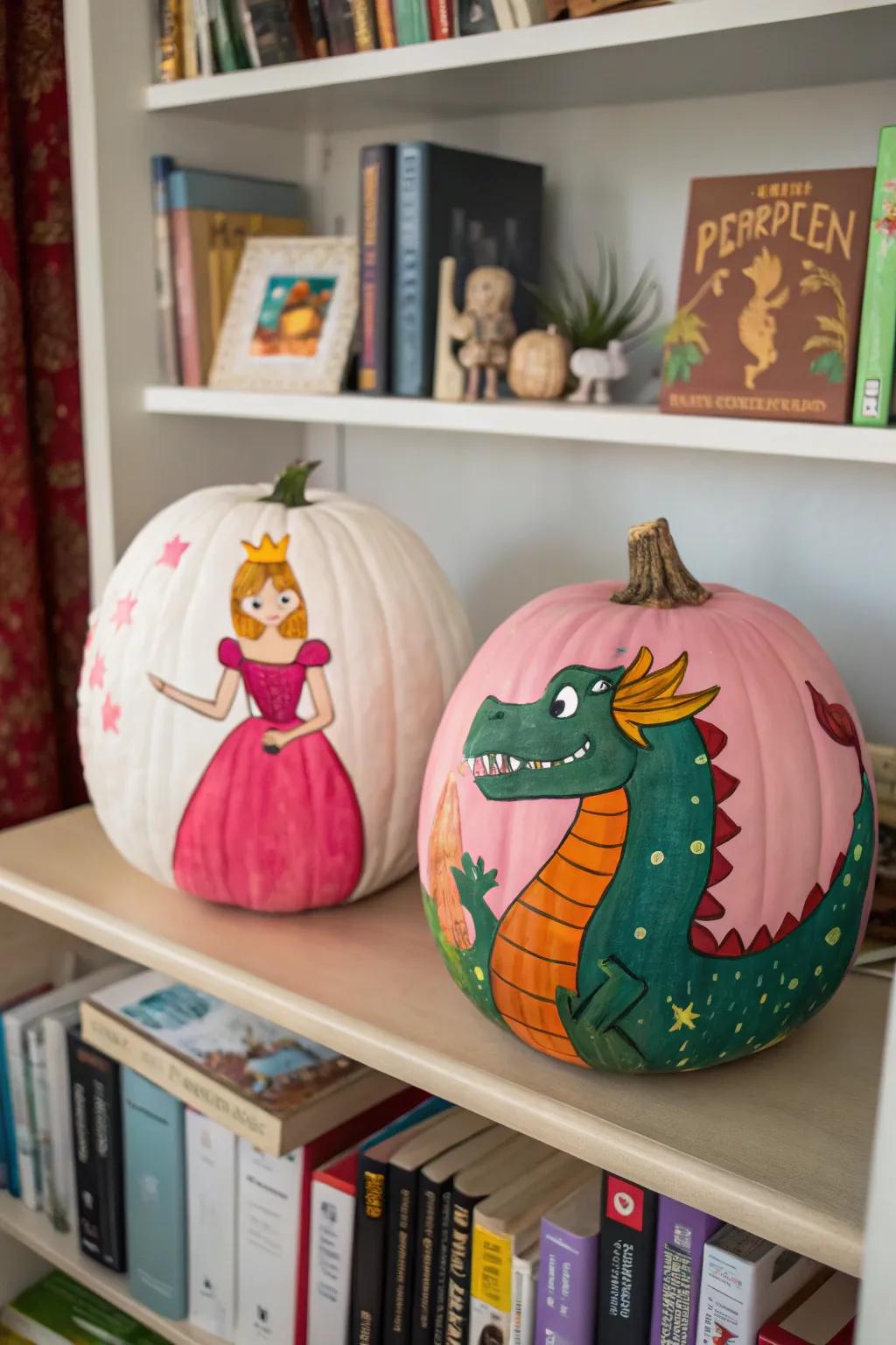 Enliven your space with storybook figure pumpkins.