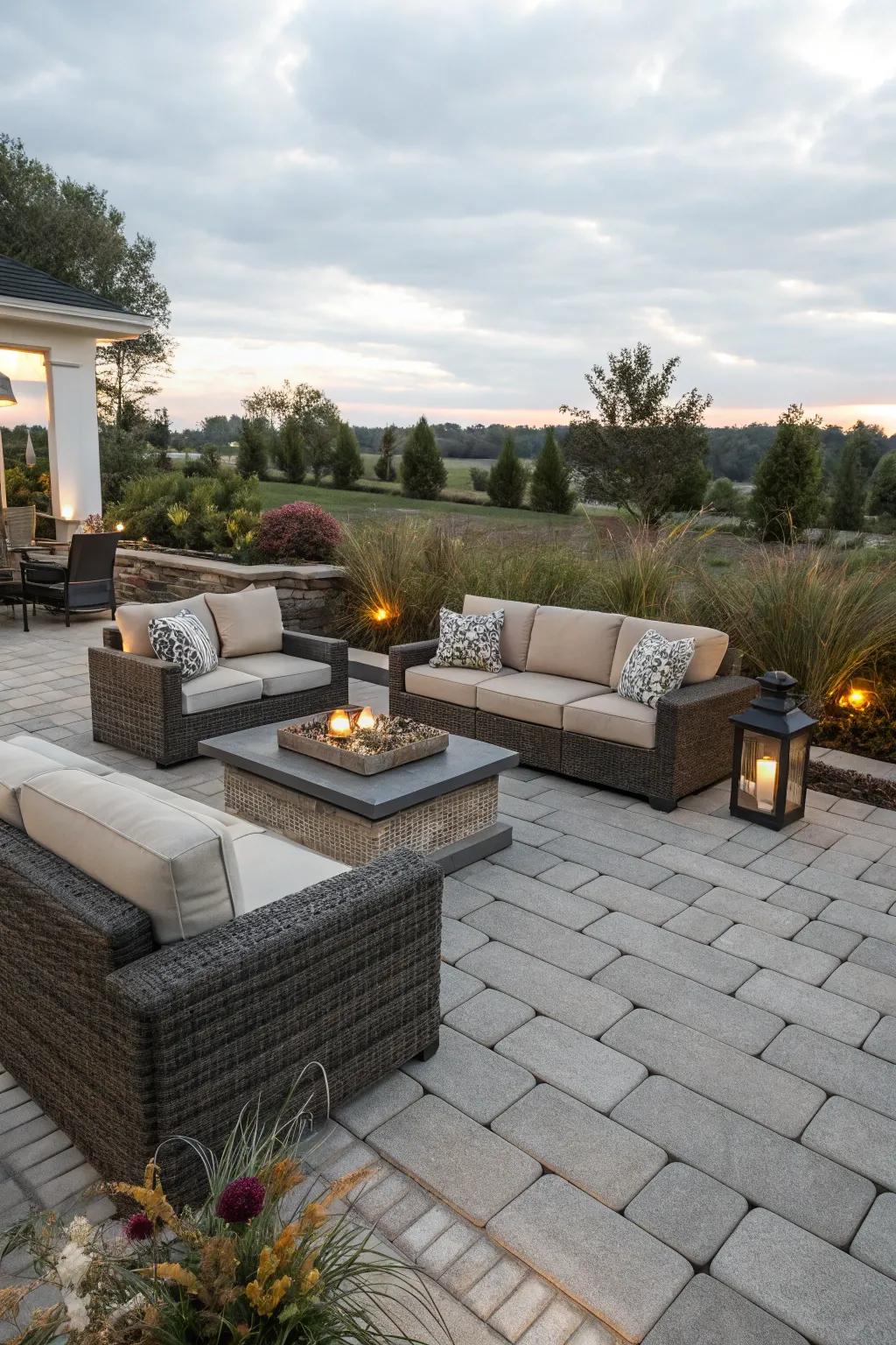 Comfy furnishings turn the patio into a relaxation spot.